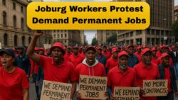 Contract employees in Johannesburg march for permanency insourcing and Cost of living wages